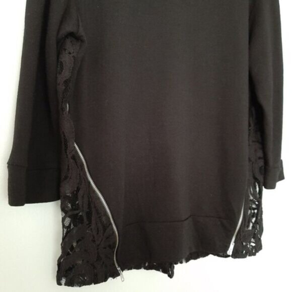 GREEN ENVELOPE Los Angeles SemiSheer Lace Back Top Black Sz M - Picture 8 of 14